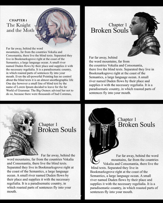 Chapter Header Illustrations ~ Illustrated chapter headers featuring character portraits.